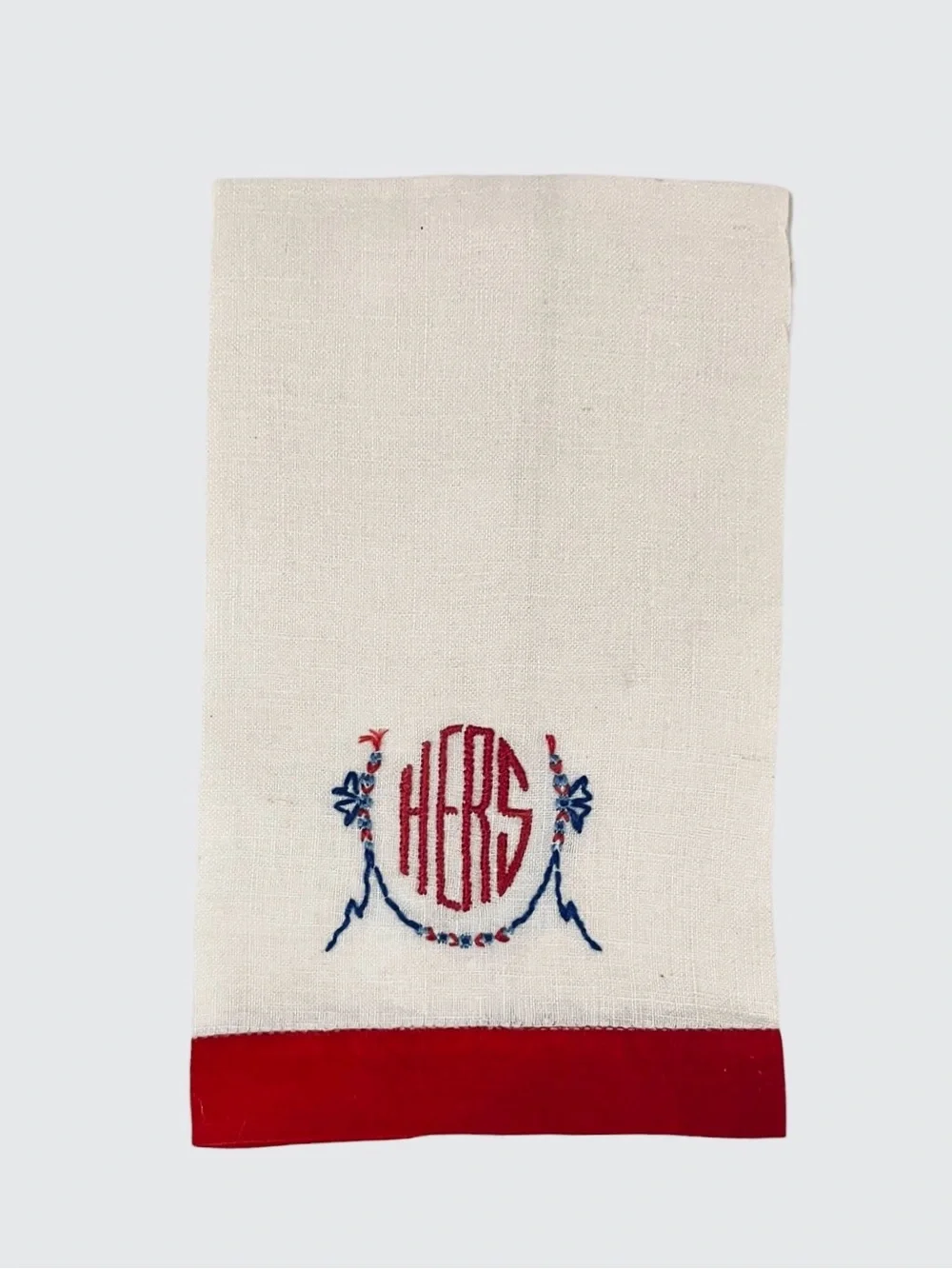 Vintage His and Hers Embroidered Linen Fingertip Towels